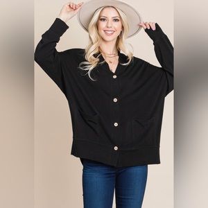 PS-S4-Plus Size Button Up Cardigan